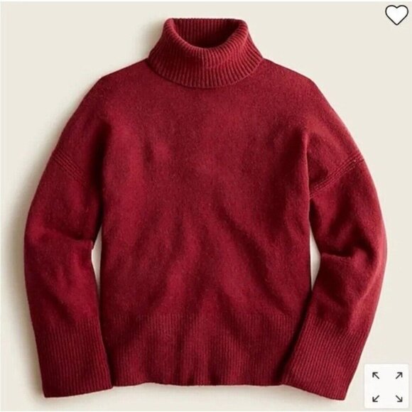 J Crew Womens Supersoft Sweater Sz Medium Burgundy Turtleneck Alpaca Wool Blend - Picture 4 of 10